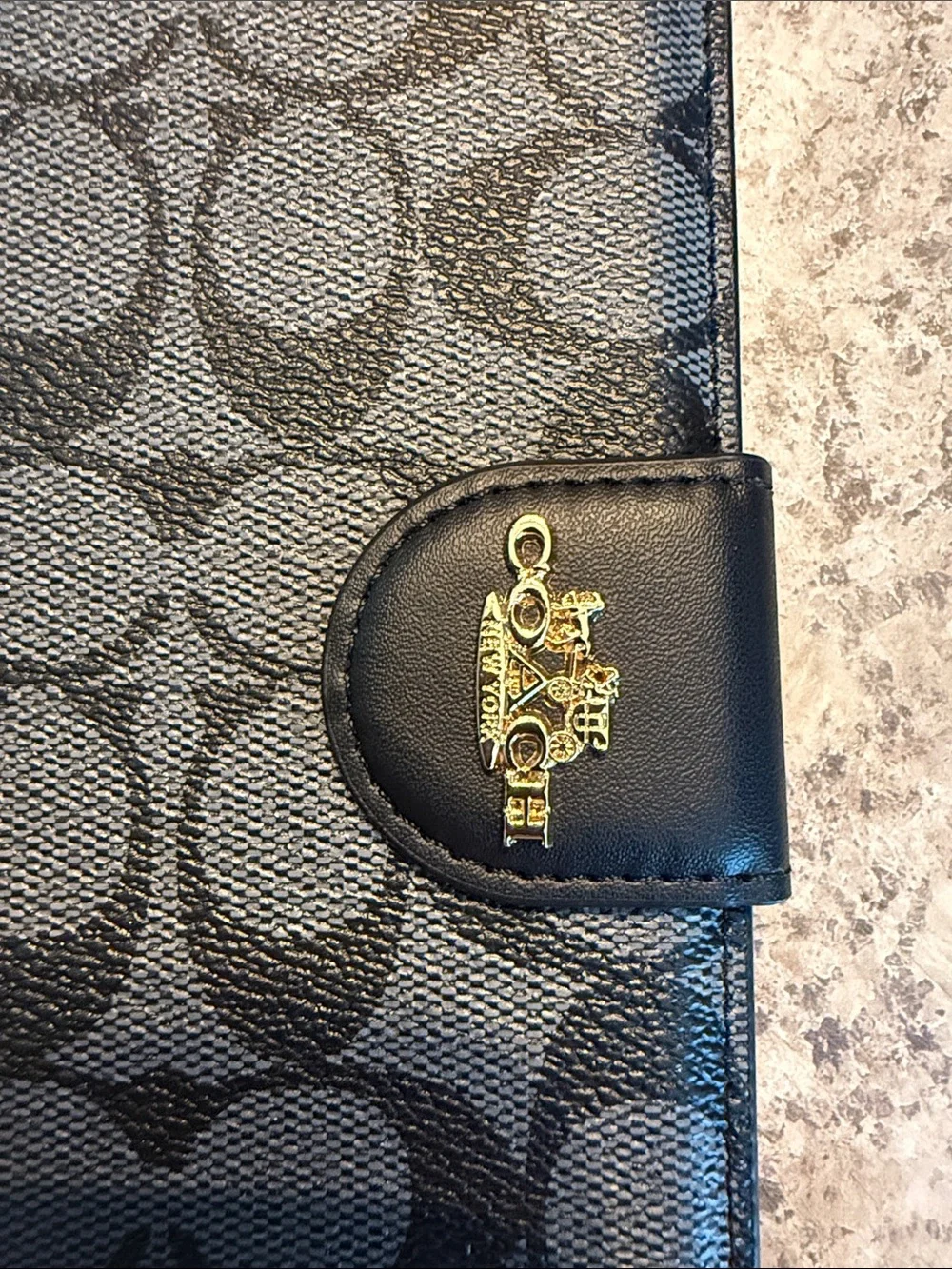 Coach Black Signature Canvas Wristlet Phone Folio with Wrist Strap